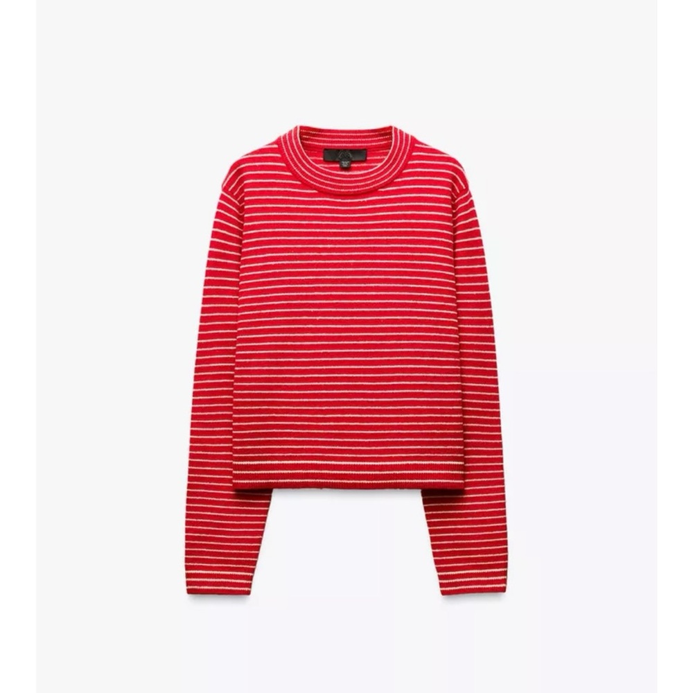 Zara Red and White Knit Sweater